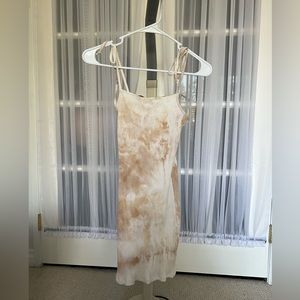 LA Hearts nude tie dye mini dress